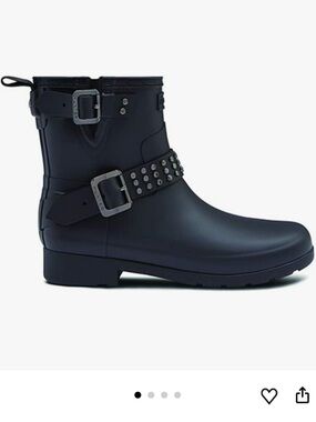 Navy blue Hunter Women’s Stud Biker Rain Boots size 7
